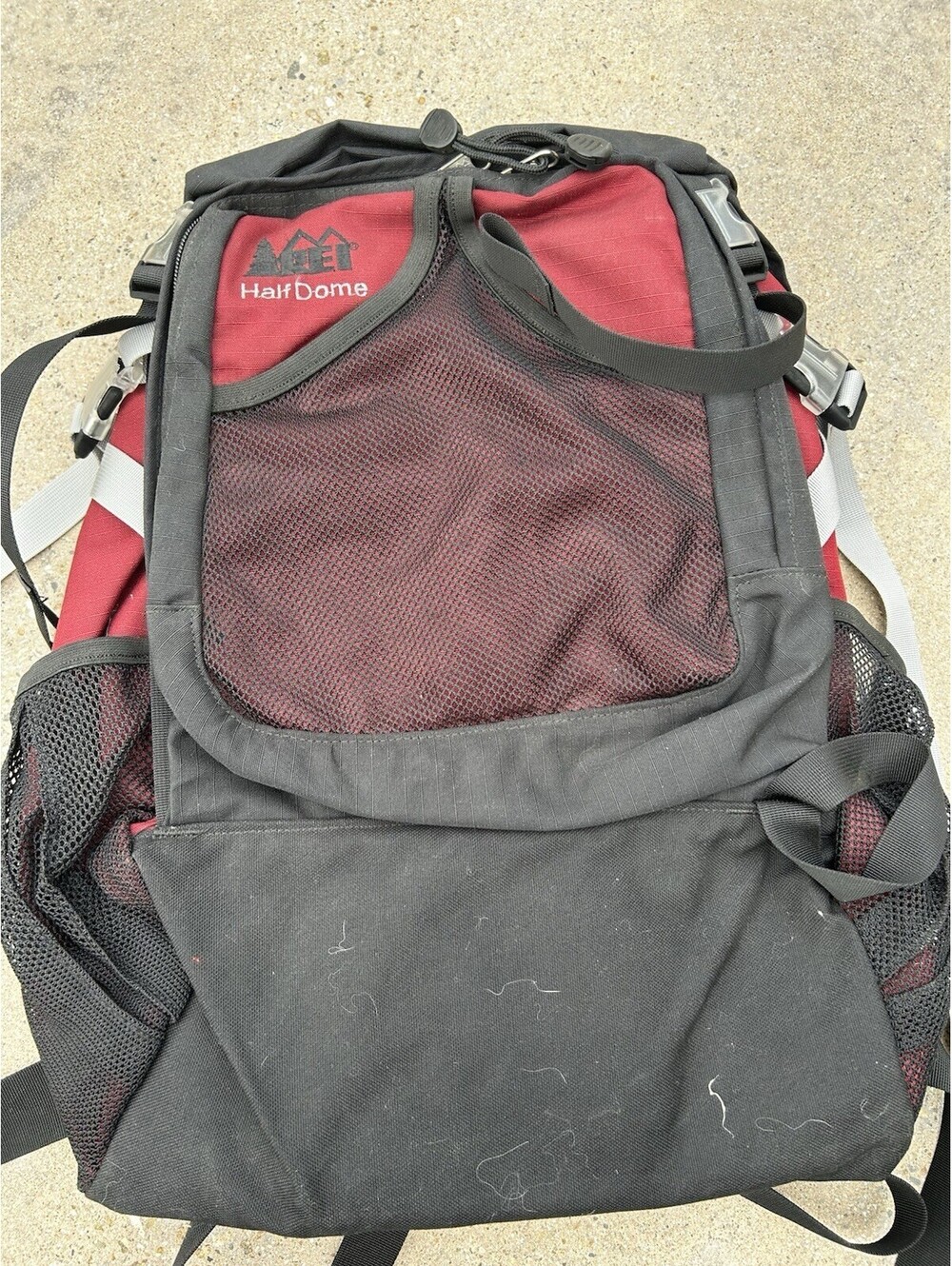 Vtg REI Half Dome Maroon Black Ruck Sack Hike Backpack Outdoor Camping Gear Bag